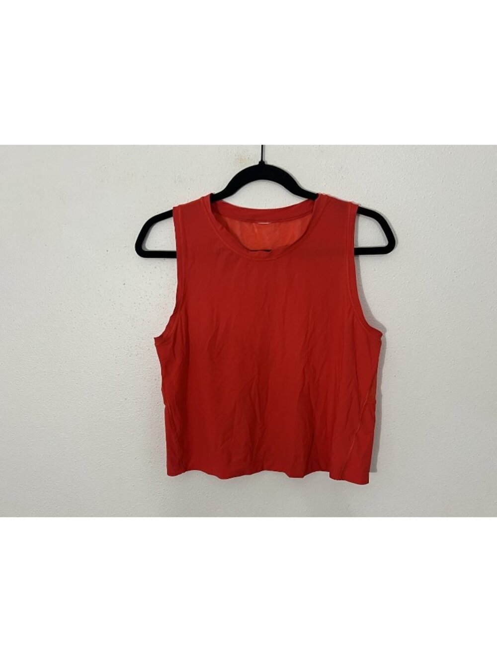 Athleta Red Orange Cropped Muscle Tank With Mesh Back Size Small